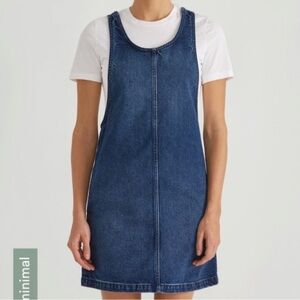 Frank And Oak Denim Pinafore Jumper Dress Blue 100% Cotton